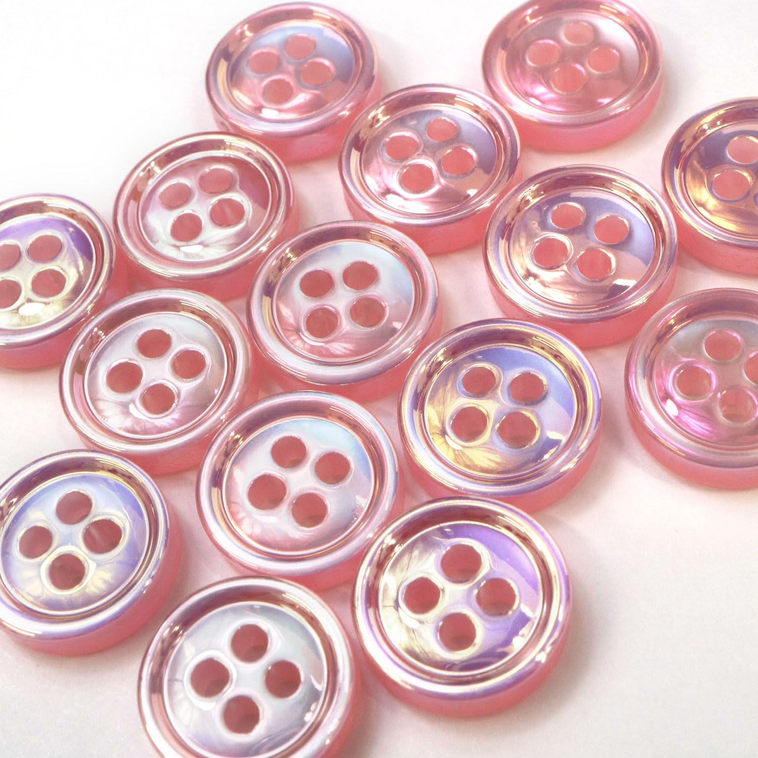 Amazon | 四つ穴ボタン オーロラ 【ピンク】 ボタン 光沢 カラーボタン